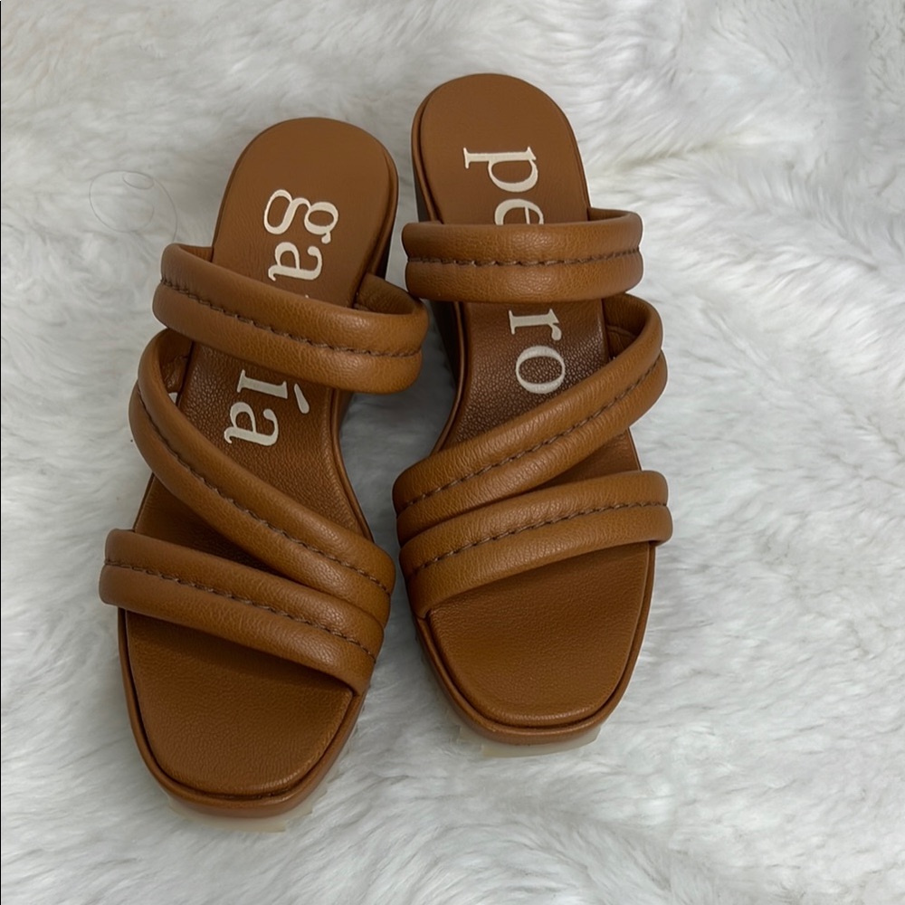 Pedro Garcia Tan Slide Wedge Sandals